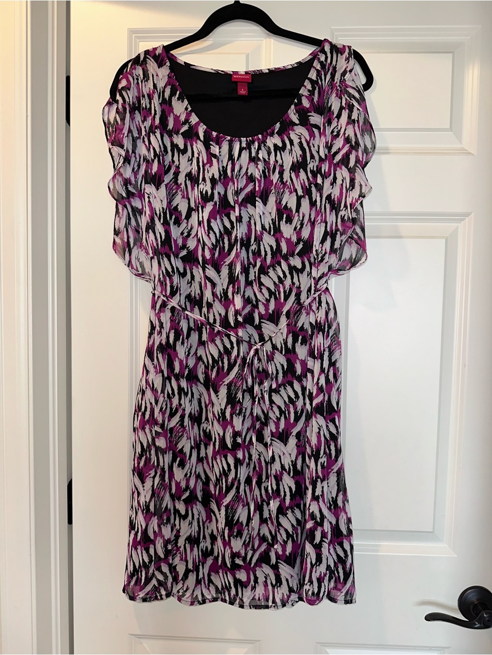 Merona Pink & Black dress with tie Sz L